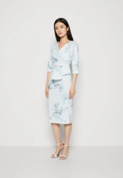 Wal G Wedding - Isabella Wrap Midi - Cocktail Dress / Party Dress - Light Blue