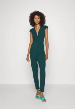 Wal G Short Sleeve V Neck - Jumpsuit - Forest Green