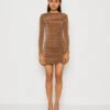 Wal G Ben Rouched Mini - Jersey Dress - Chocolate