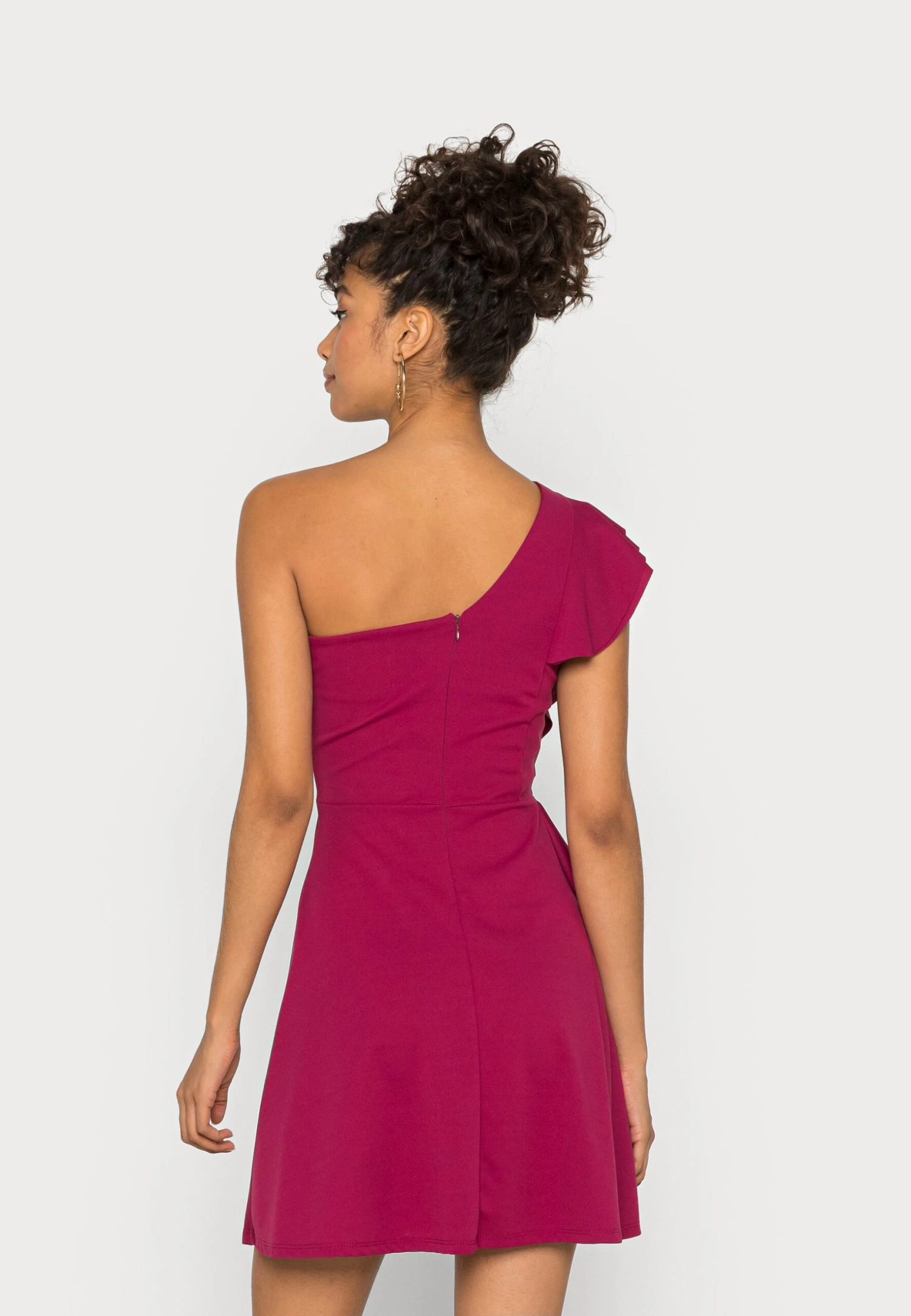 Wal G One Shoulder Skater Dress - Jersey Dress - Magenta - Image 3