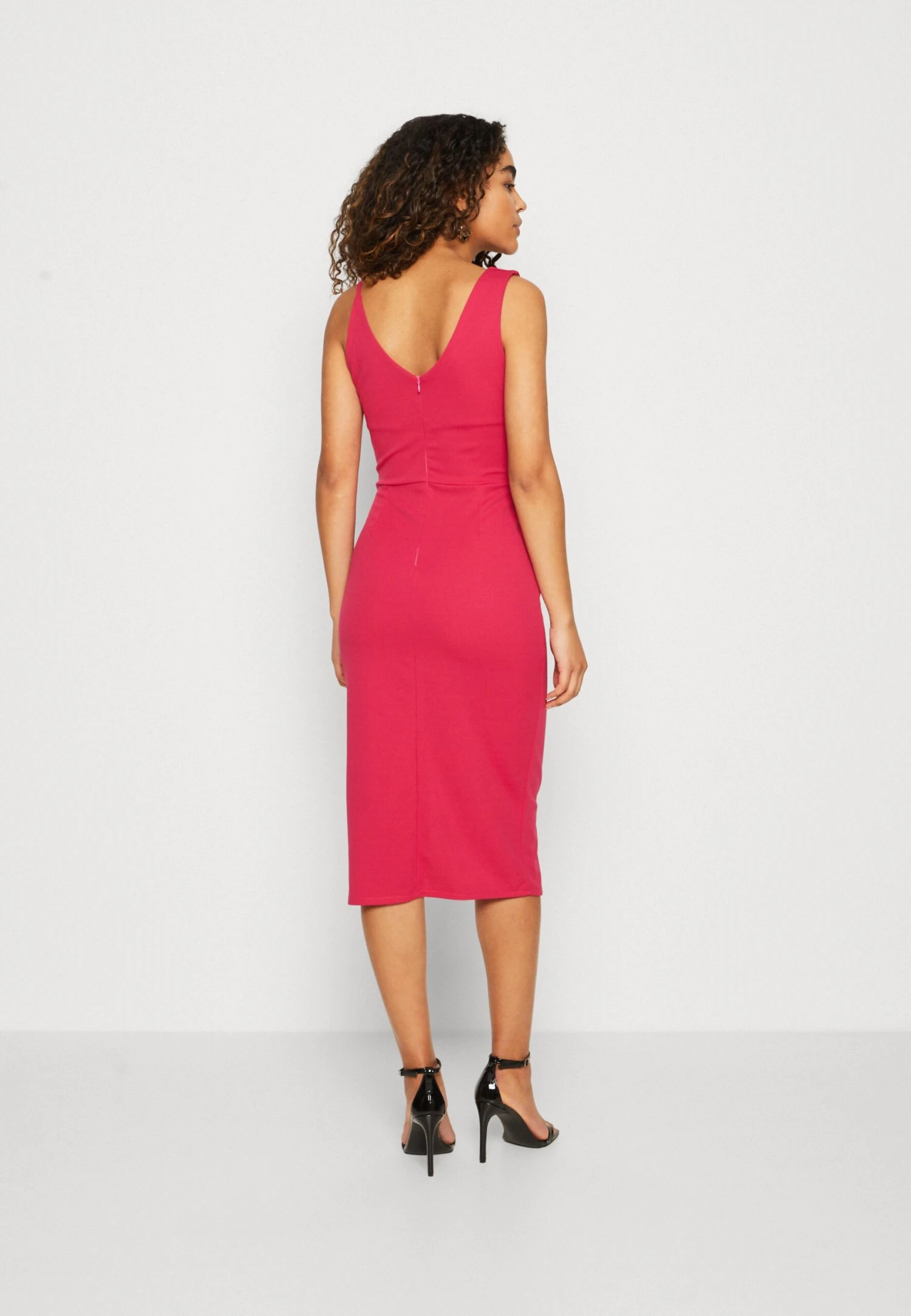 Wal G Sweeny Peplum Midi Dress - Jersey Dress - Dark Fuchsia - Image 3