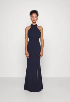 Halter Neck Maxi Dress - Cocktail Dress / Party Dress - Navy Blue