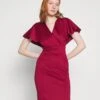Wal G Wedding Betty Wrap Midi Dress - Jersey Dress - Wine