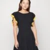 Max Ruffle Skater - Cocktail Dress / Party Dress - Black/Mustard