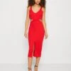 Wal G Brodie Cut Out Midi - Jersey Dress - Red