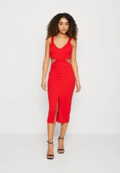 Wal G Brodie Cut Out Midi - Jersey Dress - Red