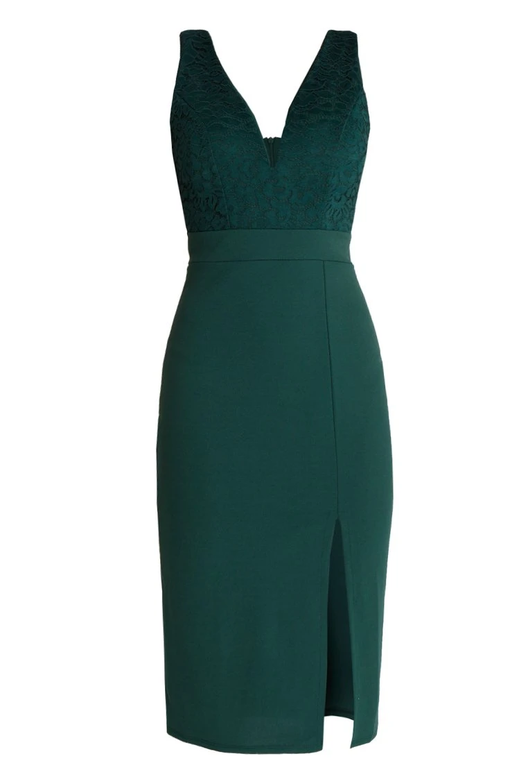 Wal G V Neck Midi Dress - Shift Dress - Green - Image 4
