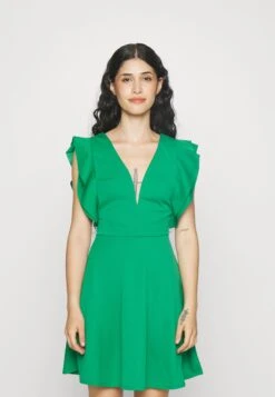 Frill Sleeves Dress - Day Dress - Leaf Green