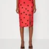 Wal G Valentines Heart Midi Skirt - Pencil Skirt - Red/Black