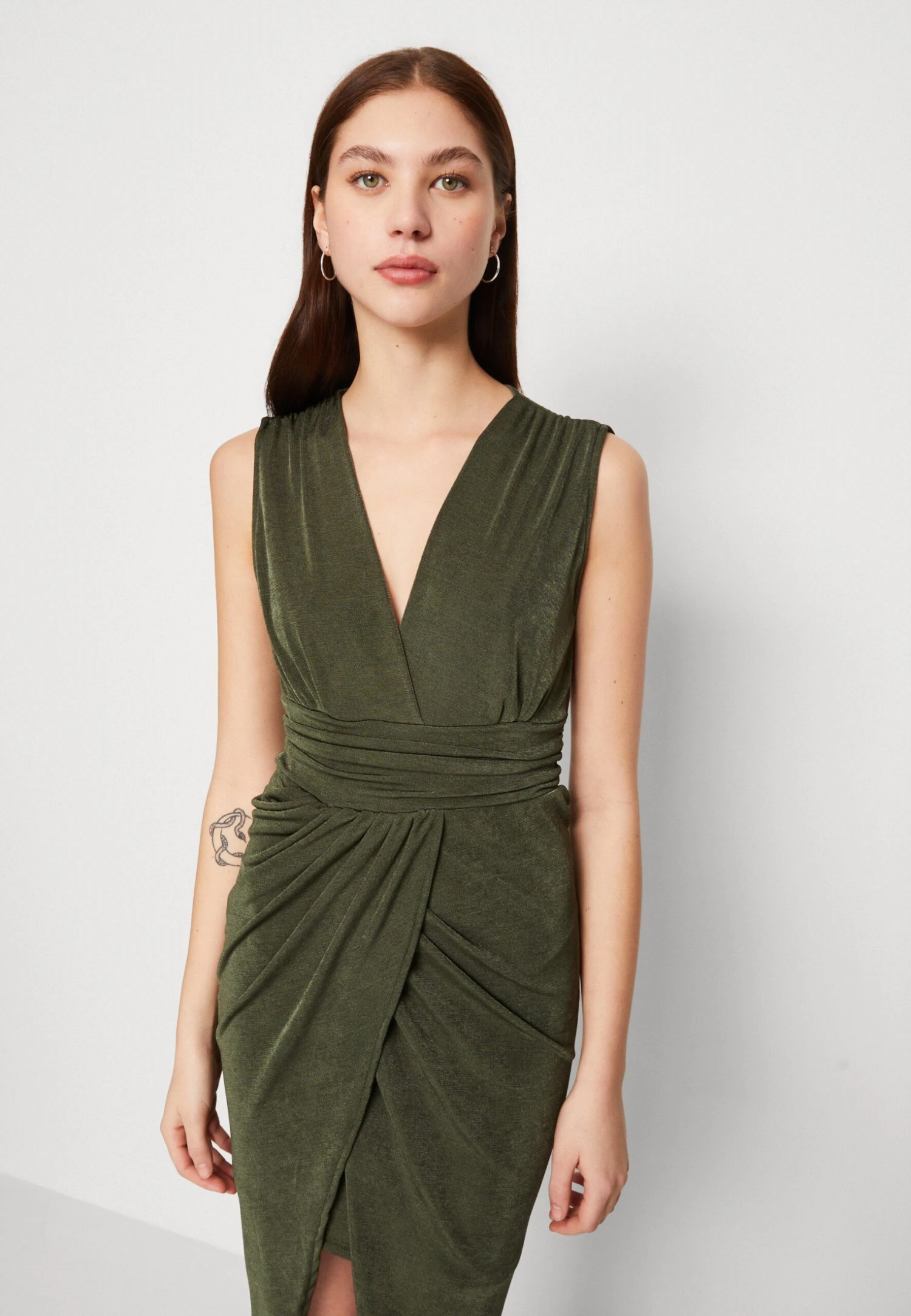 Wal G Safa Rouched Mini - Jersey Dress - Forest Green - Image 4