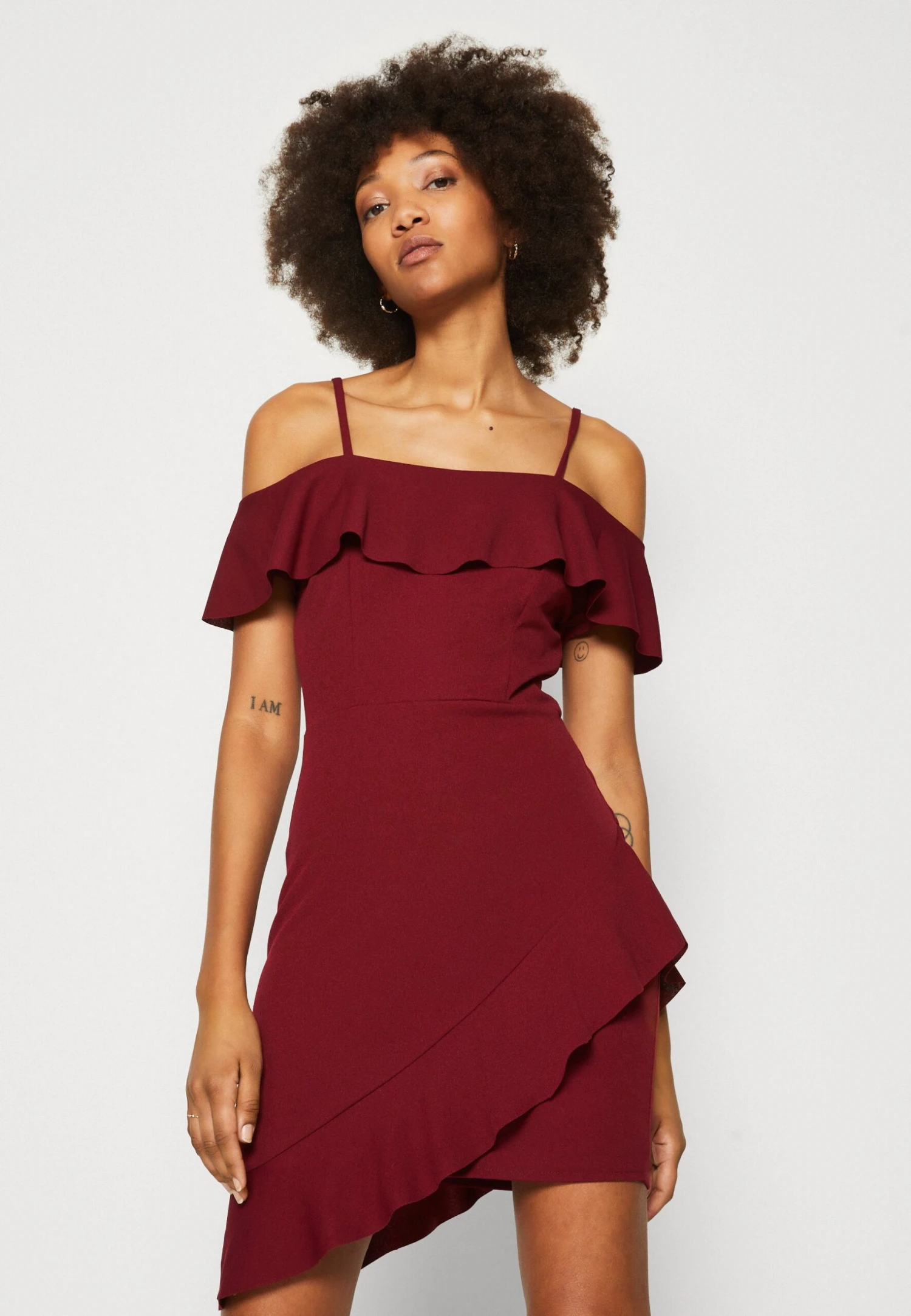 Wal G Revra Strappy Frill Skater - Cocktail Dress / Party Dress - Berry Wine - Image 4