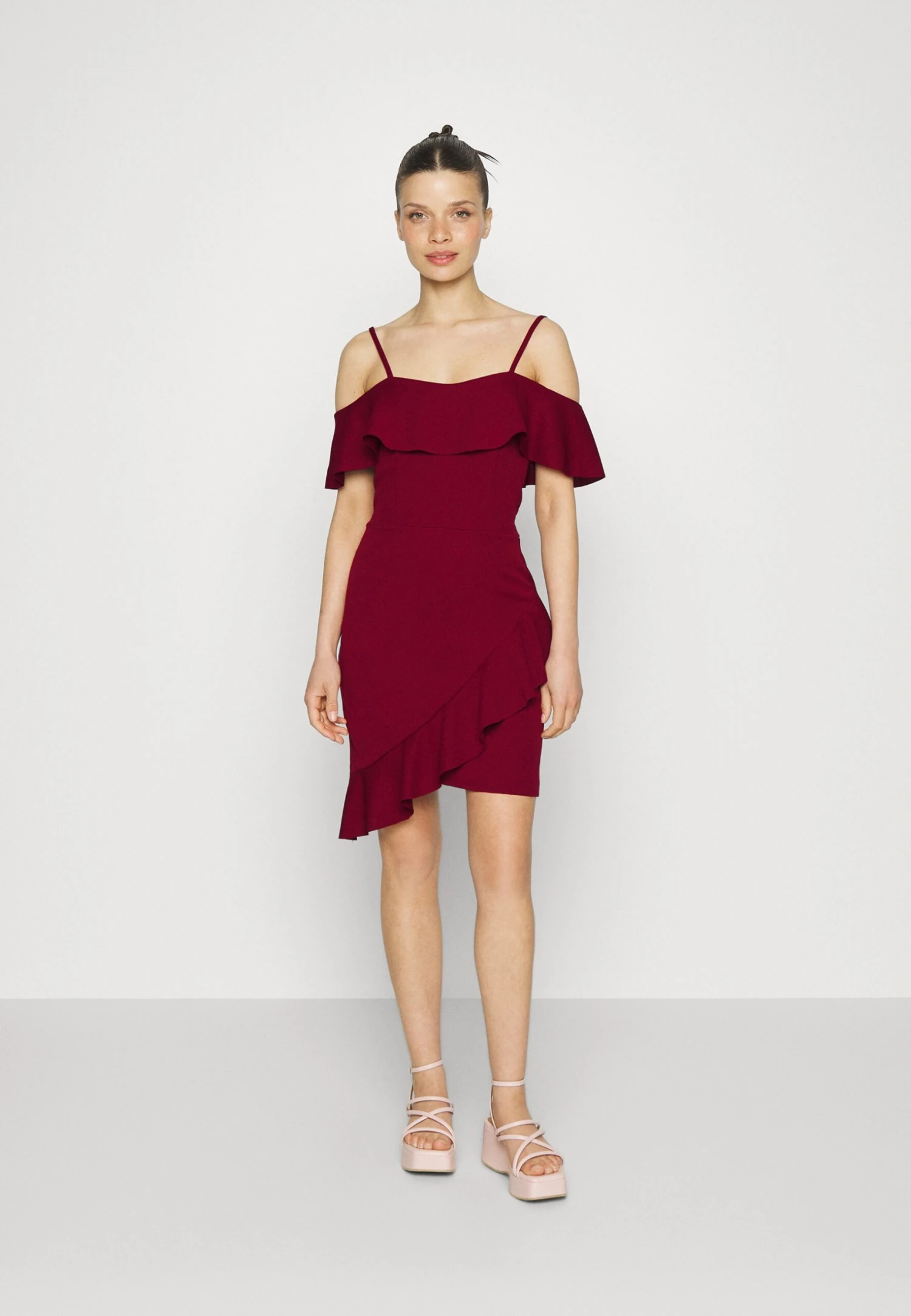 Revra Strappy Frill Skater - Jersey Dress - Berry Wine