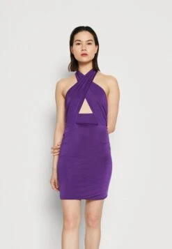 Wal G Party Lady Halter Neck Mini - Jersey Dress - Purple