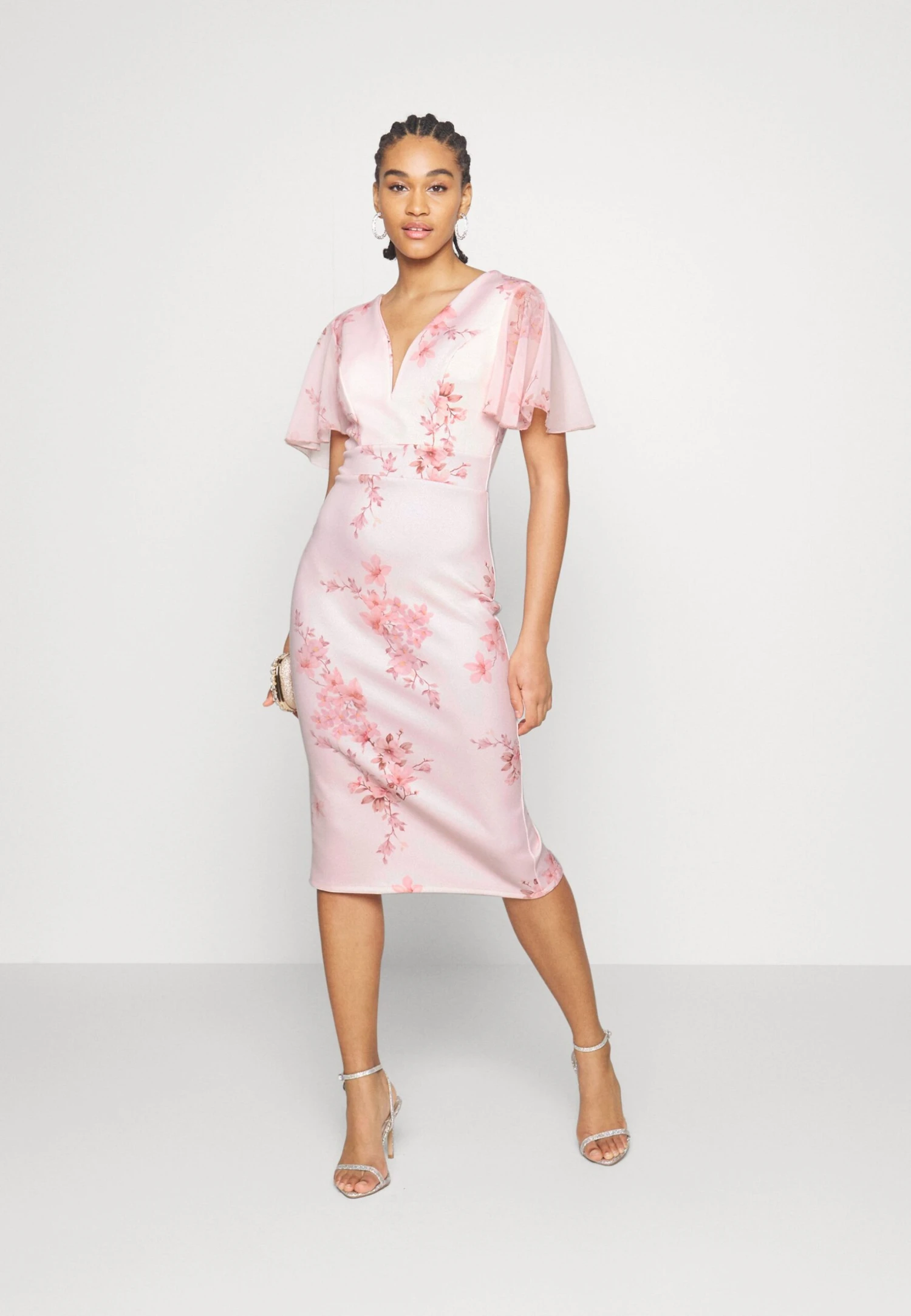 Wal G Wedding Jamie Flare Sleeve Midi - Shift Dress - Pink - Image 2