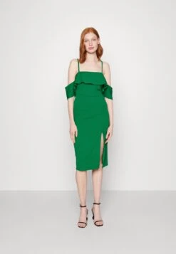 Wal G Zimmi Off Shoulder Midi Dress - Cocktail Dress / Party Dress - Leaf Green