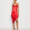 Wal G Archie Asymmetric Midi - Cocktail Dress / Party Dress - Red