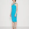 Wal G Meg One Shoulder Midi - Cocktail Dress / Party Dress - Mediterranean Blue