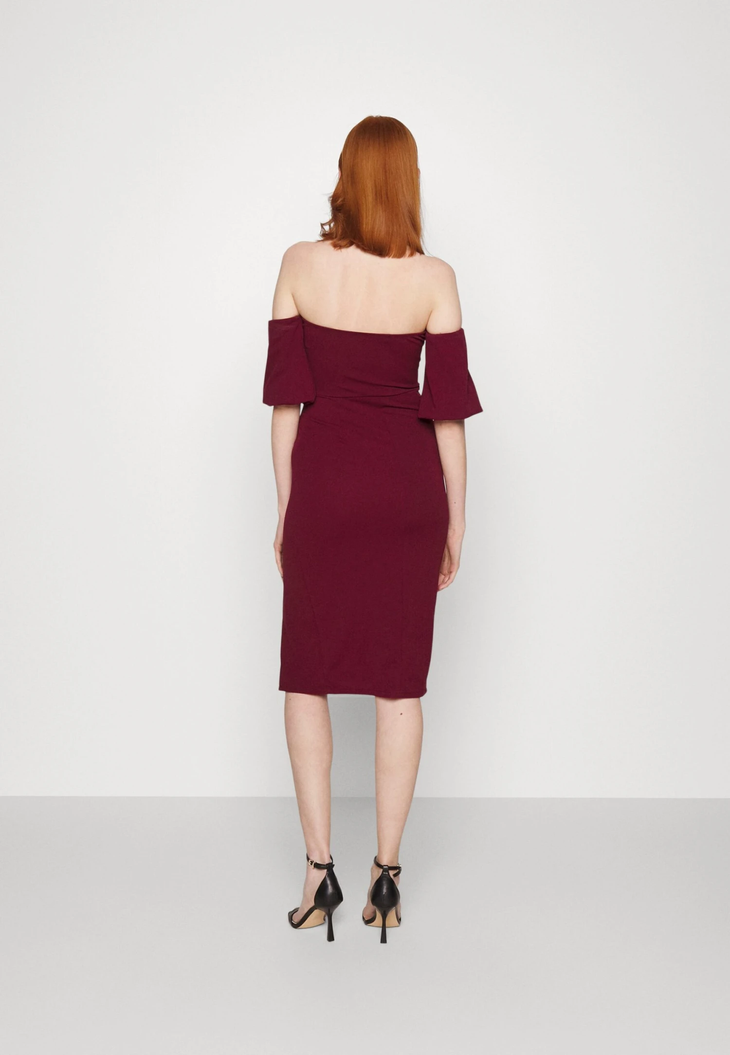 Wal G Cylon Off Shoulder Midi Dress - Cocktail Dress / Party Dress - Berry Wine - Image 3