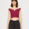 Wal G Valentines Heart Crop - Top - Magenta