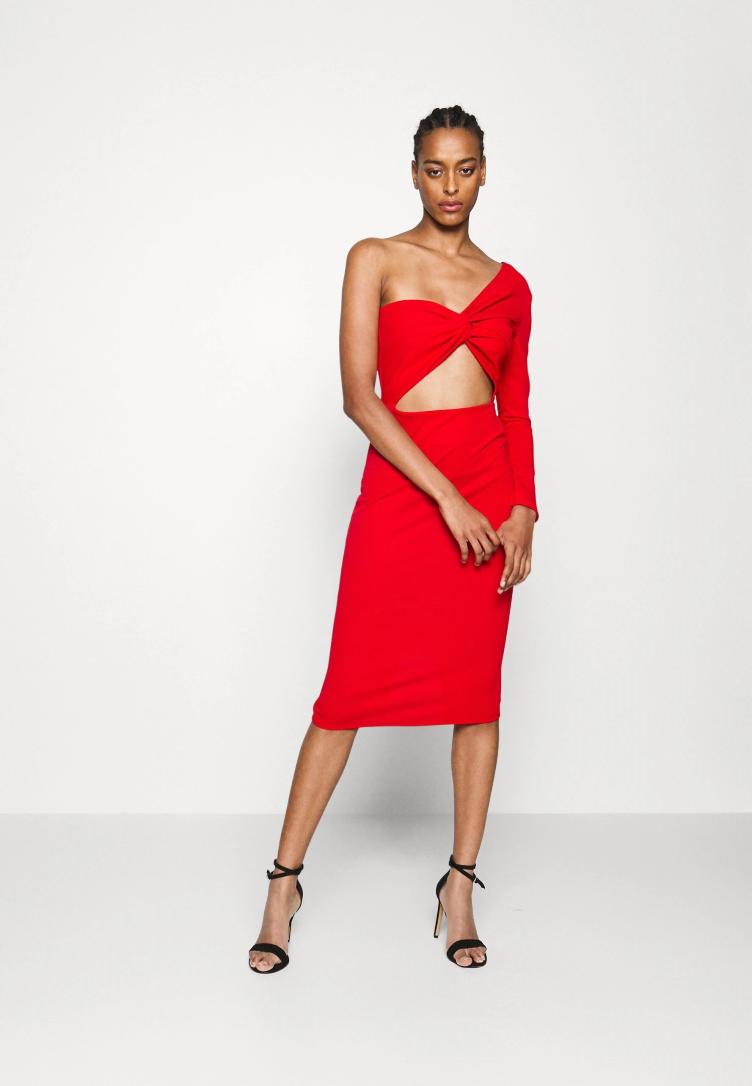 Cut Out Midi Dress - Day Dress - Red - Image 2