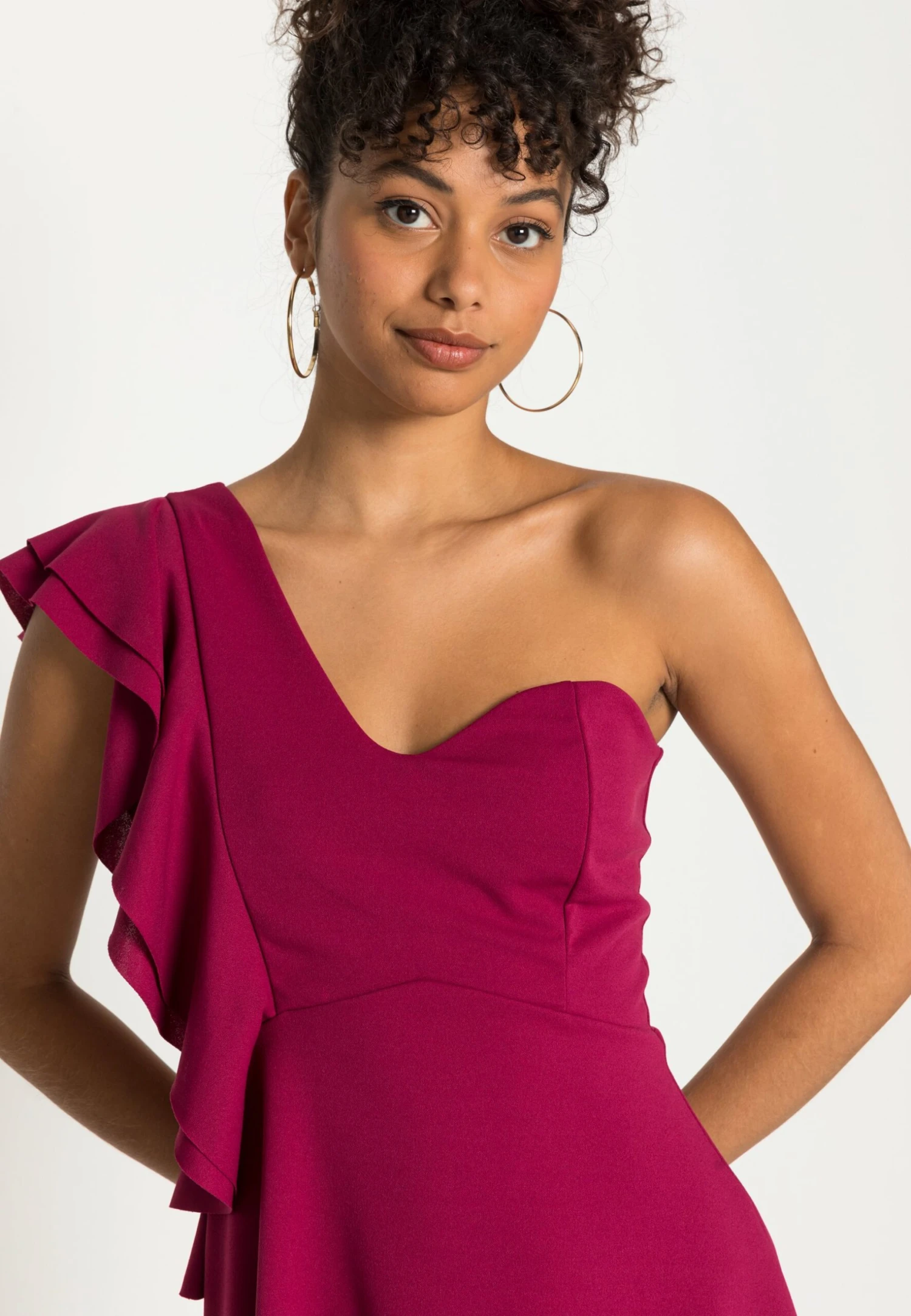 Wal G One Shoulder Skater Dress - Jersey Dress - Magenta - Image 5