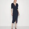 Knot Midi Dress - Jersey Dress - Navy Blue