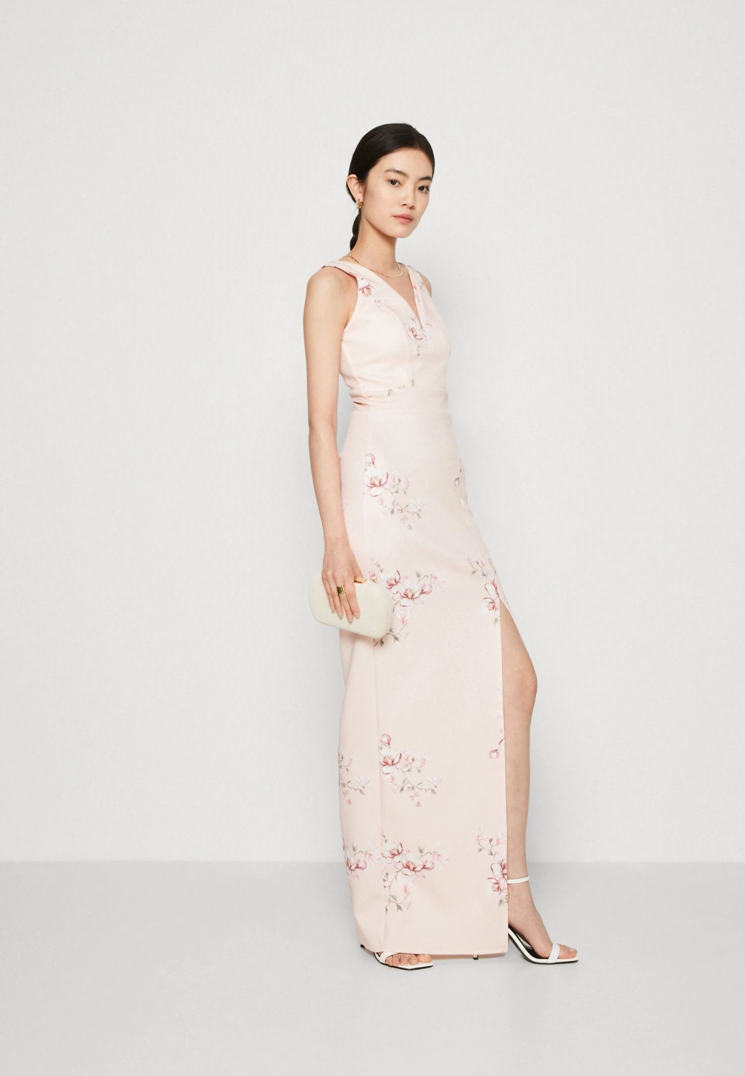 Wal G Wedding Dolly V Neck Print Maxi - Jersey Dress - Apricot/Multi-Coloured - Image 2