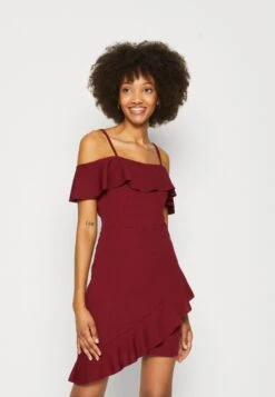 Wal G Revra Strappy Frill Skater - Cocktail Dress / Party Dress - Berry Wine