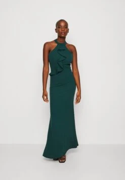 Wal G Tilly Ruffle Halter Neck Maxi Dress - Jersey Dress - Forest Green