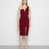 Wal G Gigi One Shoulder Midi Dress - Cocktail Dress / Party Dress - Berry Wine
