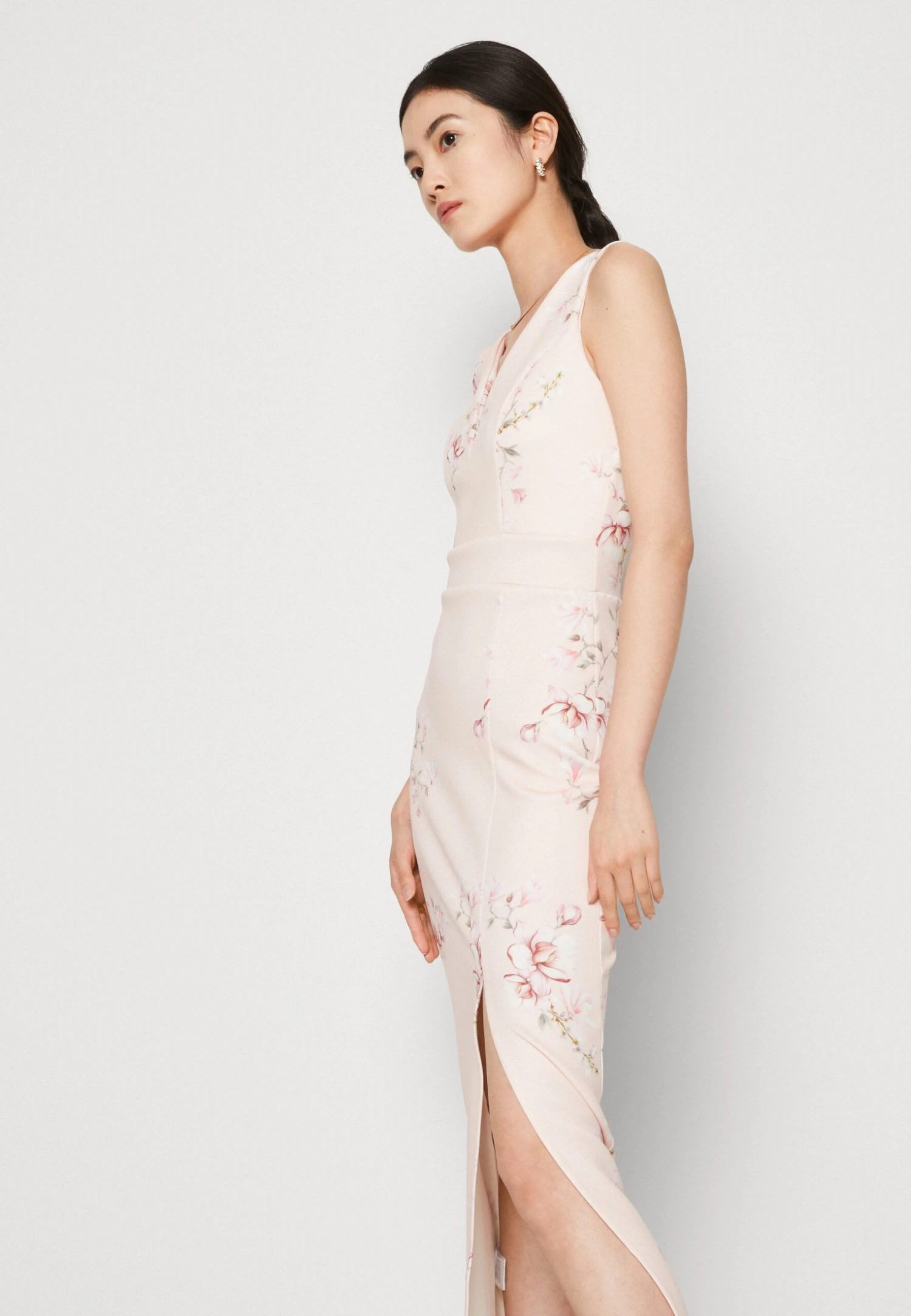 Wal G Wedding Dolly V Neck Print Maxi - Jersey Dress - Apricot/Multi-Coloured - Image 4