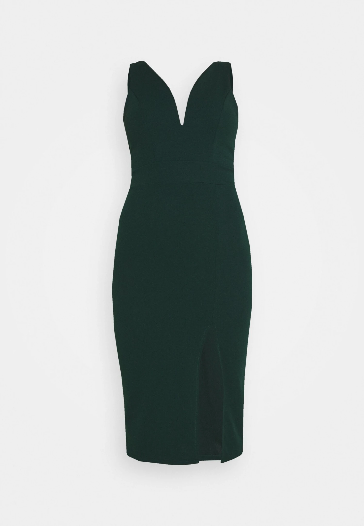 Wal G V Neck Plunge Midi Dress - Jersey Dress - Forest Green - Image 5