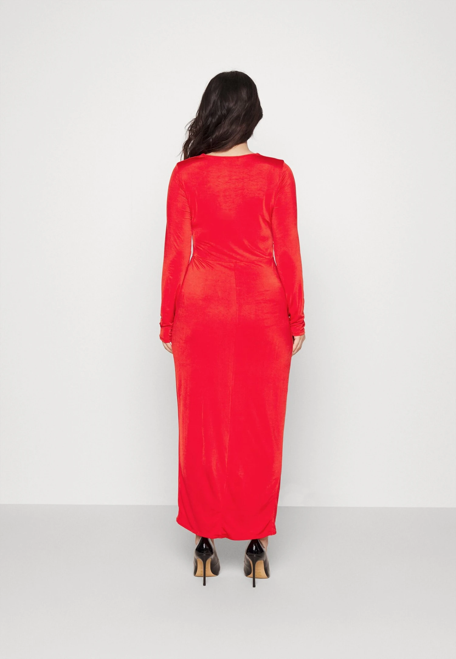 Mag V Neck Midi - Day Dress - Red - Image 3