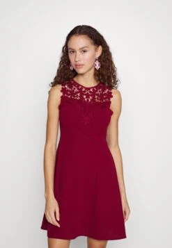 Wal G Accessorie Neck Skater Dress - Cocktail Dress / Party Dress - Wine