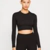 Wal G Roza Back Detail Crop - Long Sleeved Top - Black