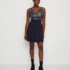 Wal G Belle V Neck Skater Dress - Cocktail Dress / Party Dress - Navy/White