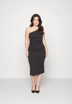 Cassa One Shoulder Midi - Jersey Dress - Black