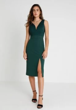 Wal G V Neck Midi Dress - Shift Dress - Green