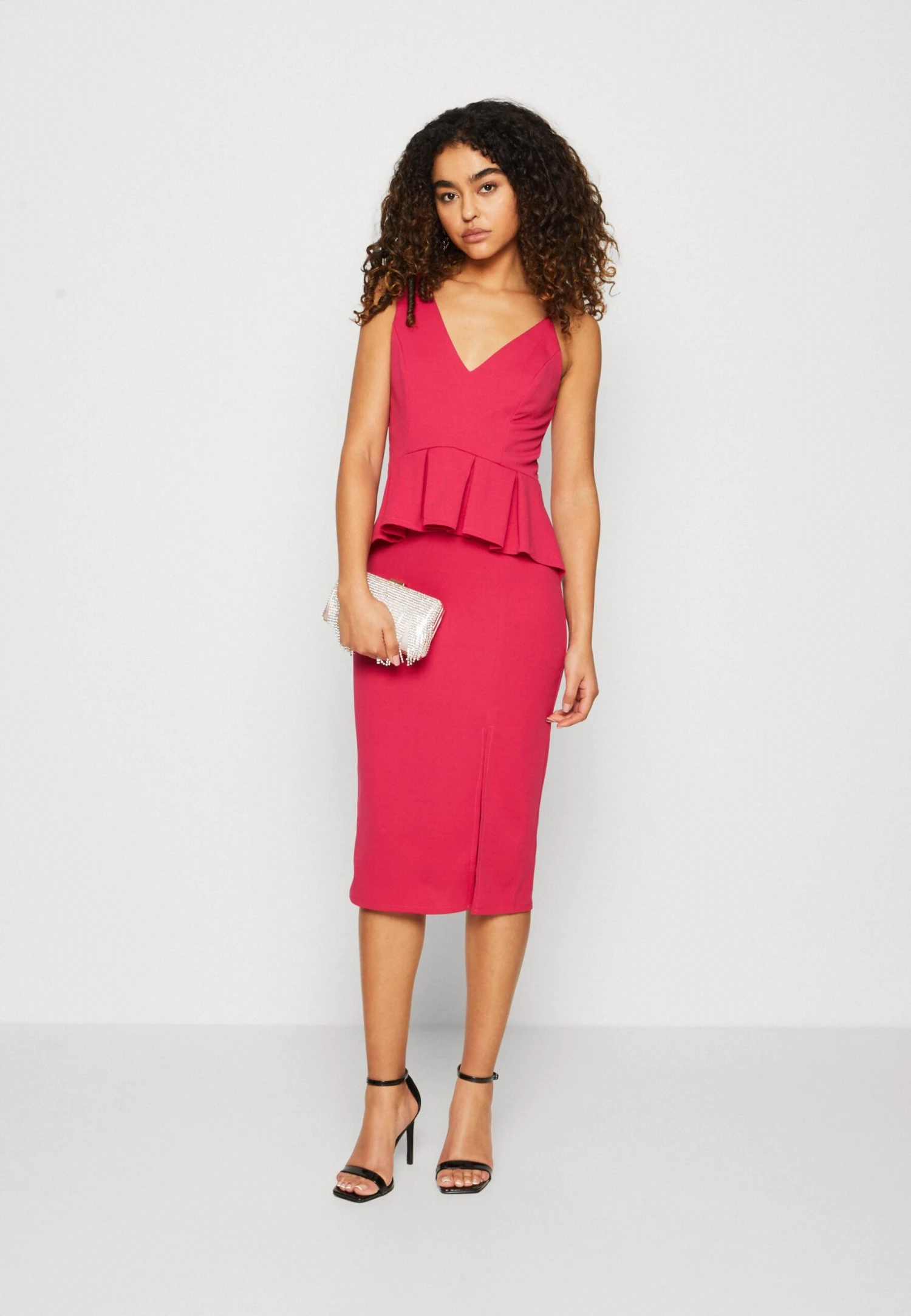 Wal G Sweeny Peplum Midi Dress - Jersey Dress - Dark Fuchsia - Image 2