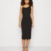 Wal G Wina Asymmetric Midi - Jersey Dress - Black