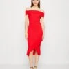 Wal G Vallery Ruffle Midi - Jersey Dress - Red