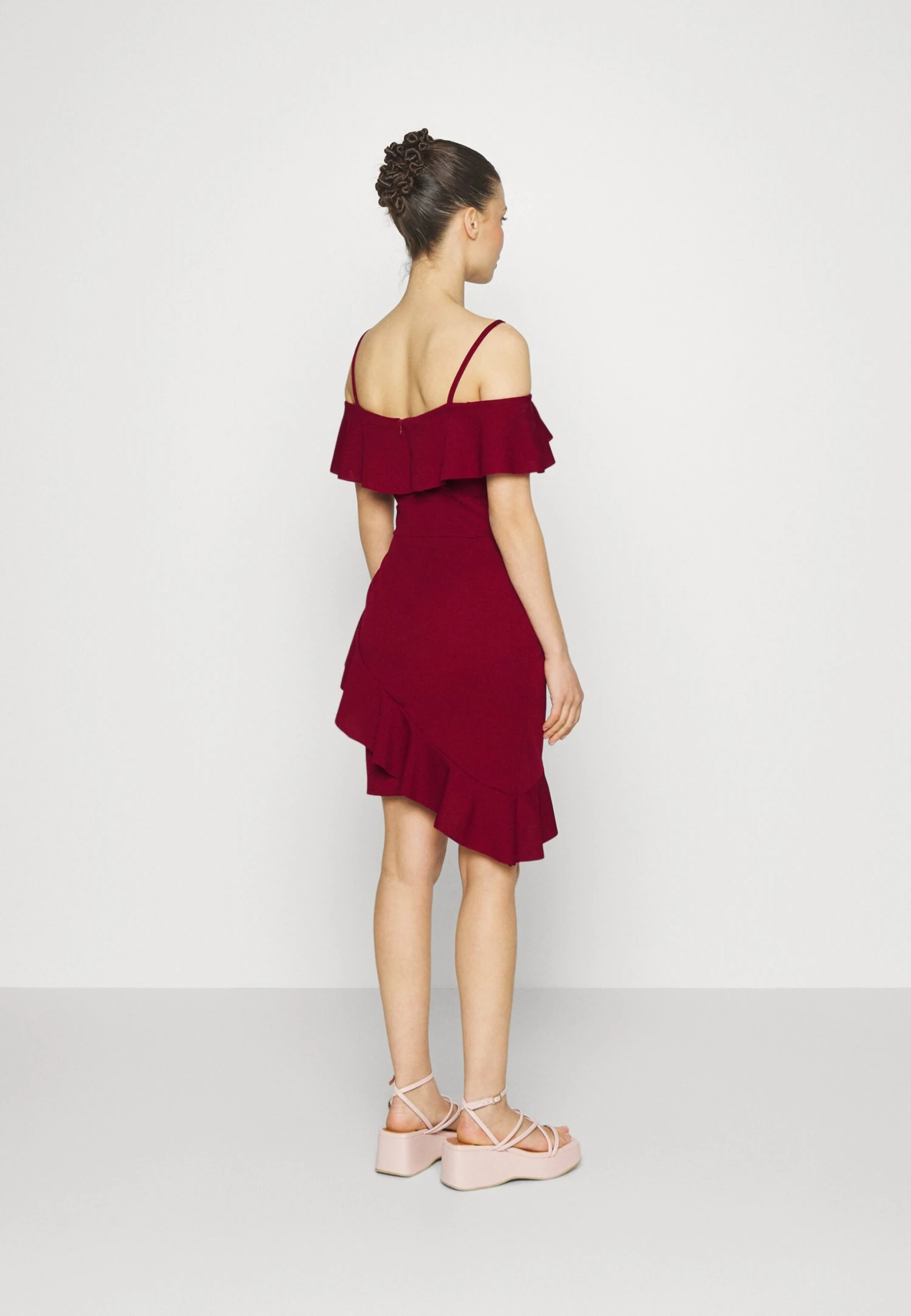 Revra Strappy Frill Skater - Jersey Dress - Berry Wine - Image 3